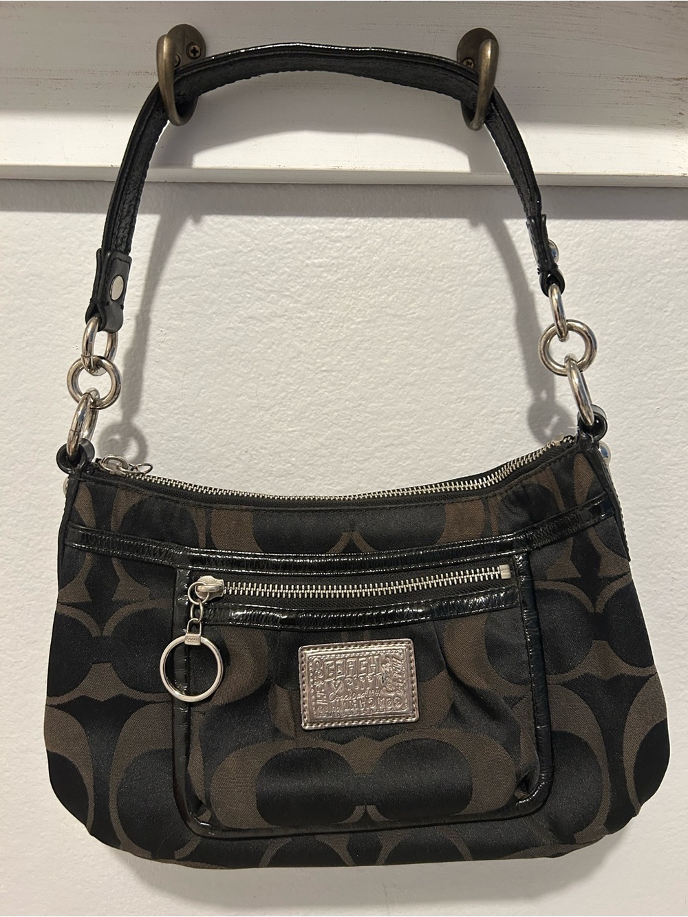 Coach Brown and Black Poppy Signature Shoulder Bag Y2K No. K0926-14562